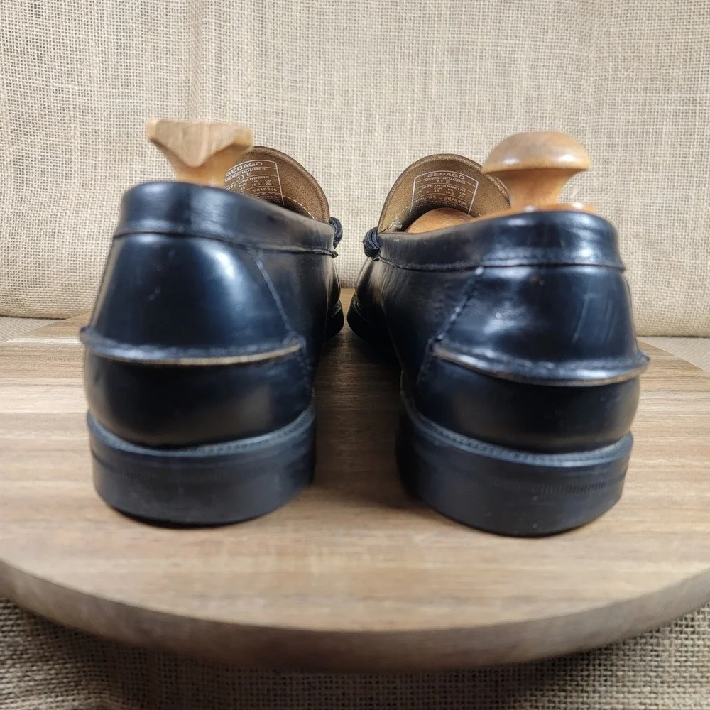 Sebago Classic Penny Loafers Black Leather Handsewn Slip On Men's 11 E Wide